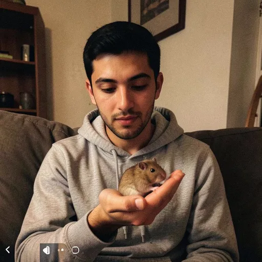 Kaio Bittencourt com o hamster Pipoca